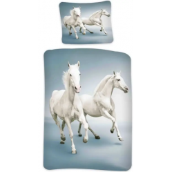 Bed Linen - Adult Size 140 x 200 cm - White Horse (1000517) - Baby and Children
