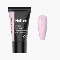 Nailura - Poly Gel 21 - Light Pink Glitter - 30 ml - Beauty