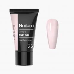 Nailura - Poly Gel 22 - Pearl Glitter - Light, Pearlescent Nude - 30 ml - Beauty