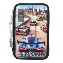 Dino World - Action World Triple Pencil Case Gaming - Dark Blue - Toys