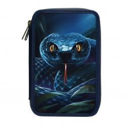 Dino World - Adventure World Double Pencil Case With Snake - Deep Blue - Toys