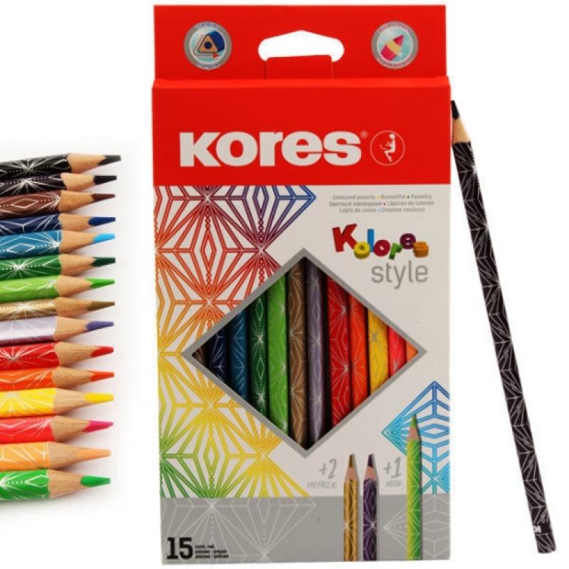 Kores – Kolores Style Colour Pencils – 15 Pack - Toys