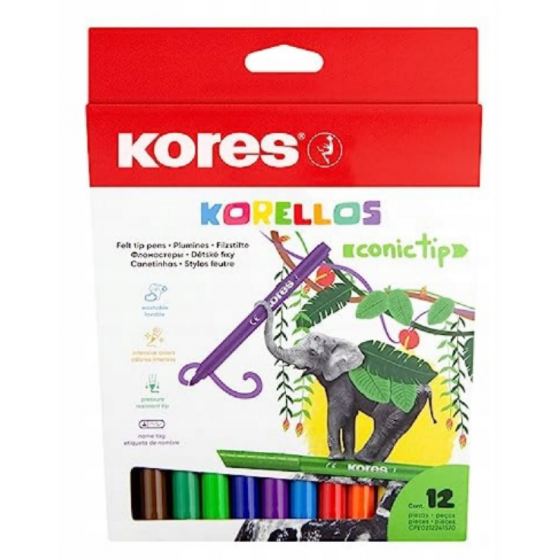 Kores – Conical Tip Markers – 12 Pack (729043) - Toys