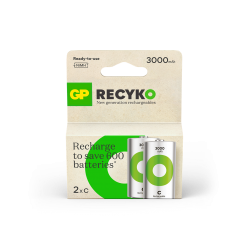 GP - ReCyko Rechargeable Battery, Size C, 3000 mAh, 1.2V (2-pack) - Electronics