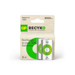 GP - ReCyko Rechargeable Battery, Size D, 3000 mAh, 1.2V (2-pack) - Electronics