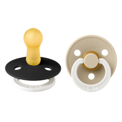 BIBS - Pacifier Colour 2 PACK - Black GLOW/Vanilla GLOW - Size 2 - Baby and Children