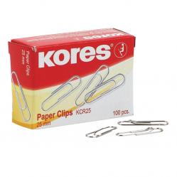 Kores - Paper Clips 25 mm – 100 pcs (743010) - Office and School Supplies