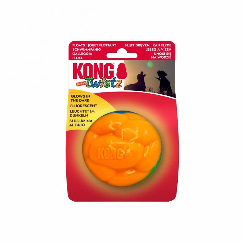 Kong - Twistz High-Viz Ball - High-Visibility Colors - Ø8,5cm - Pet Supplies