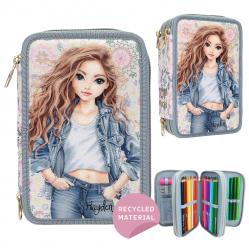 Topmodel - TOPModel Triple Pencil Case - FESTIVAL FUN - Cream, Light Blue - Toys