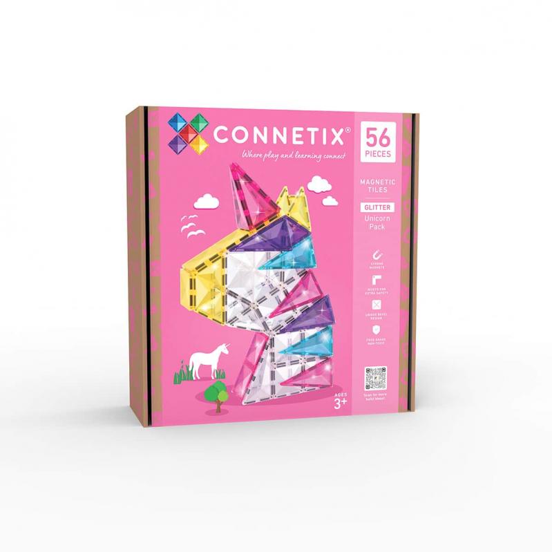 Connetix - Glitter Unicorn Pack - 56pc (CT-G-00056-GU) - Toys