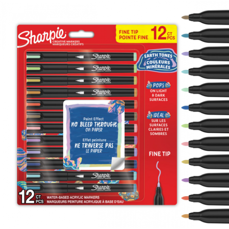 Sharpie - Creative Acrylic 12‑Blister - Earth Tones - Fine Tip (2212911) - Toys