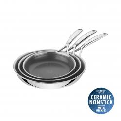Zwilling - Peak Fry Pan Set - 18/10 Stainless Steel - 20 cm, 24 cm, 28 cm - Home and Kitchen