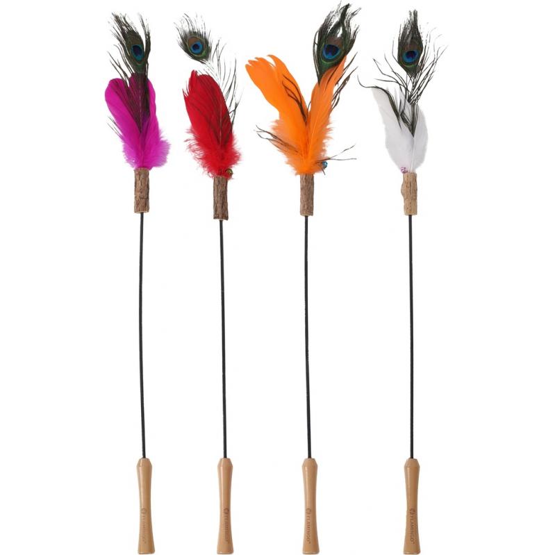 Flamingo  -  Cat toy fishing rod with feathers and Matatabi - assorted colours - Pet Supplies