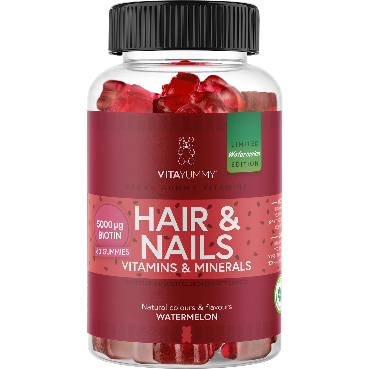VitaYummy - Hair & Nails (Watermelon) - 60 pcs. (Summer Edition 2026) - Health and Personal Care