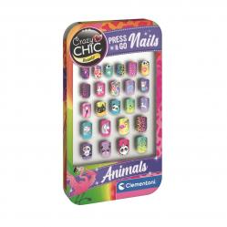 Clementoni - CC Lovely Make-Up - Press & Go Nails, Animals (I-18154) - Toys