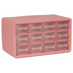 Raaco - Storage Box with 12 Drawers - Pink - 14.2 x 24.8 x 14.9 cm - Toys