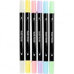 Creativ Company - Textile markers, line 2,3+3,6 mm, pastel colours, 6 pc/ 1 pack (334829) - Toys
