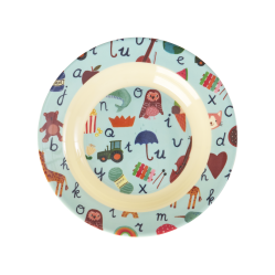Rice - Melamine Kids Bowl with Blue ABC Print - Blue - 250 ml - Baby and Children
