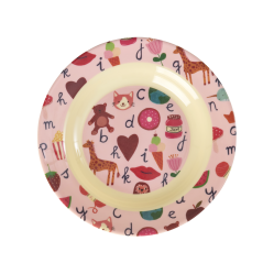 Rice - Melamine Kids Bowl with ABC Print - Pink - 250 ml - Baby and Children