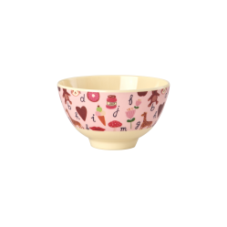 Rice - Melamine Bowl with Pink ABC Print - Pink - 300 ml - Baby and Children