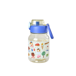 Rice - Plastic Kids Drinking Bottle - Paris Print - Blue - 700 ml - Toys