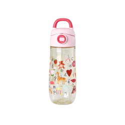 Rice - Plastic Kids Drinking Bottle with ABC Print - Pink - 550 ml (PLBOT-SABCI) - Toys