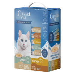 CleverCat - Creamy  big pack 48 st x 15 gr  with 4 variants - Pet Supplies