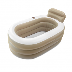 Scandinavian Collection - Inflatable Bathtub - Brown/Beige Tone - 130 × 75 × 45 cm - Home and Kitchen