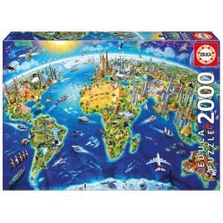Educa - Puzzle 2000 - World Landmarks Globus 017129