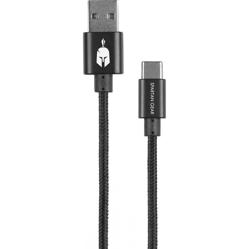 Spartan Gear - Double Sided USB Cable (Type C) (length: 2m - Compatible with Playstation 5, Xbox Series X/S, tablet, mobile) (colour: Black)